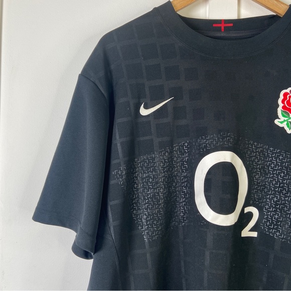 Nike England Rugby Union Away 2011/12 Shirt O2 Black Size XL - Picture 2 of 6